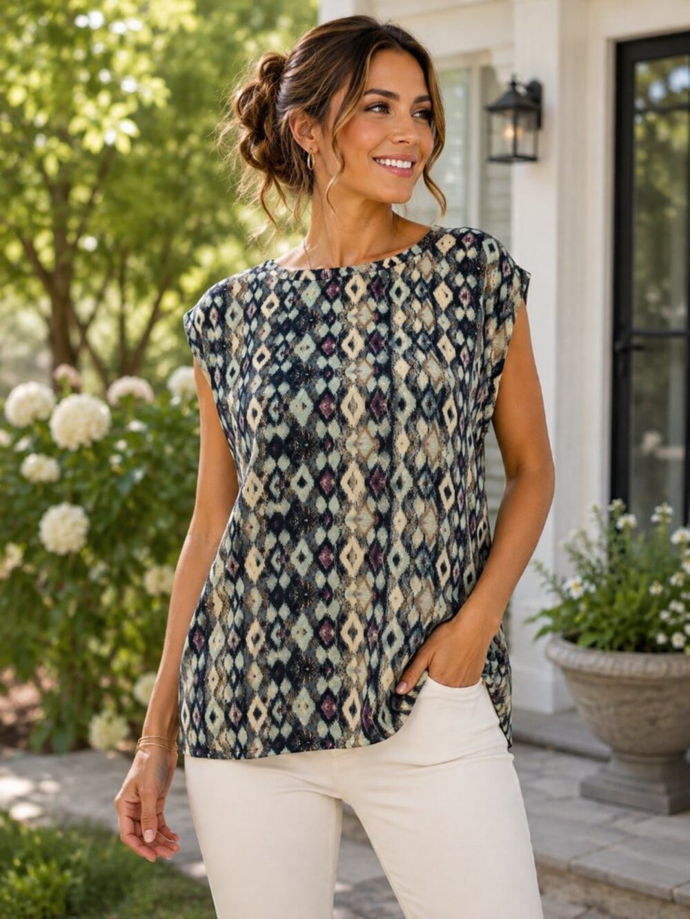 Geometric Print Top